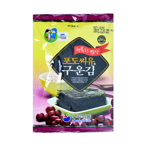 부부식품 김구이  포도씨유로 구운김 25g×3개/10봉 1박스부부식품 조미김